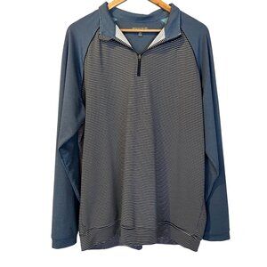 Peter Millar Mens Striped Quarter Zip Pullover XL‎ Athletic Golf Blue & White